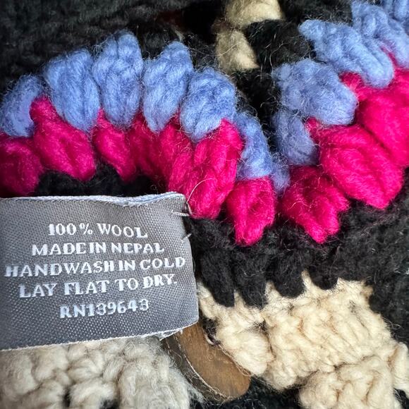 Sundance French Knot Wool Cardigan Boho Crochet Granny Square Large - Picture 8 of 8